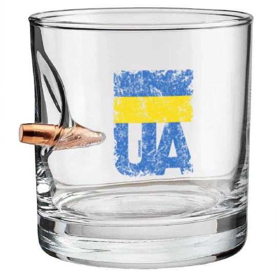 I stand with Ukraine. Support Ukraine. Stop War Bullet Whiskey Glasses