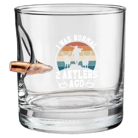 Buck Deer Hunting Hunter Vintage Bullet Whiskey Glasses