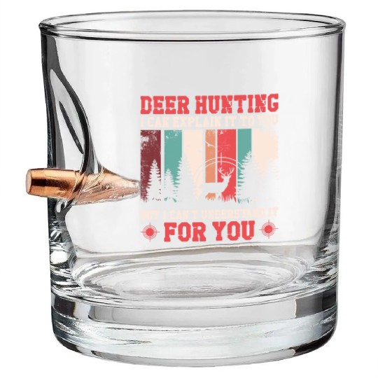 Buck Deer Hunting Hunter Vintage Bullet Whiskey Glasses