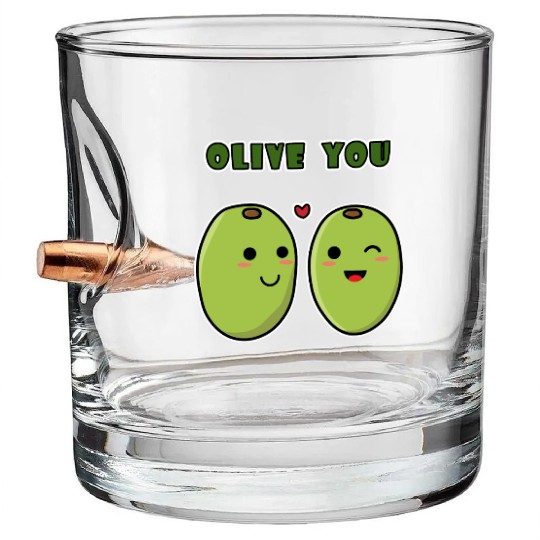 Kawaii Olive You for funny quote lover Bullet Whiskey Glasses