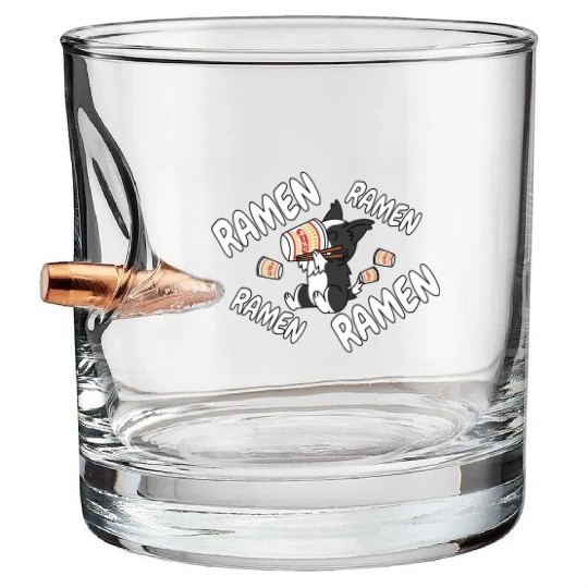 Border Collie Instant Ramen Noodles Bullet Whiskey Glasses