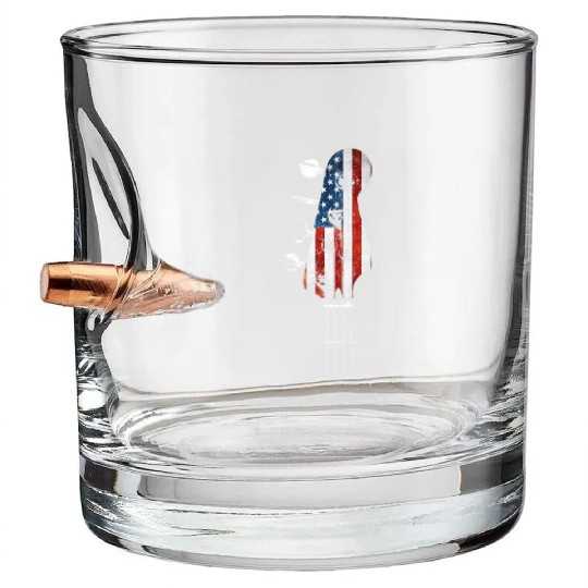 Patriotic Bass guitar US flag for bassist Bullet Whiskey Glasses