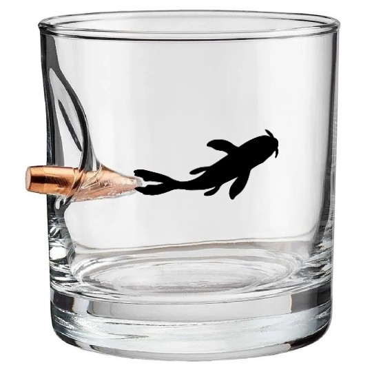 silhouette koi fish nishikigoi Bullet Whiskey Glasses