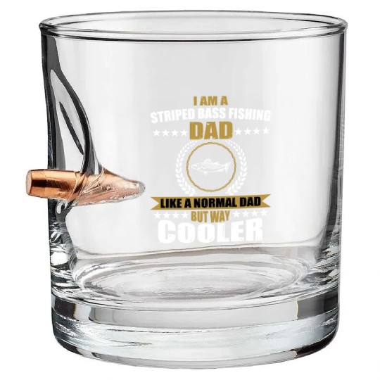 Striped Bass Fishing Dad Bullet Whiskey Glasses