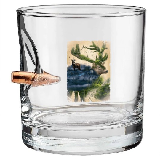 Fantasy Deer Nature Mystical Forest Animal Bullet Whiskey Glasses