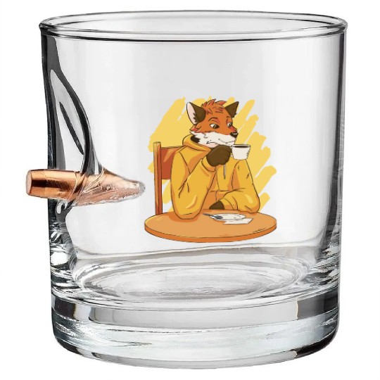 Fox Drinking Coffee Bullet Whiskey Glasses