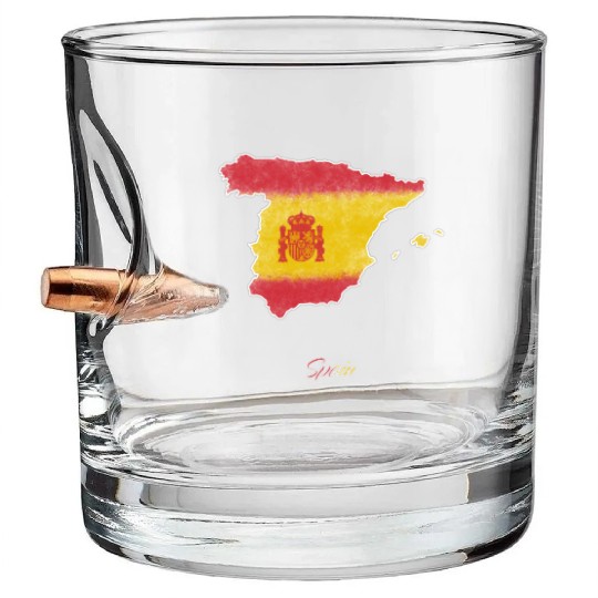 Stylized Spain Map Bullet Whiskey Glasses