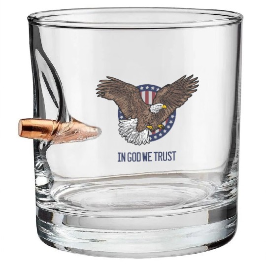 In God We Trust - Bald Eagle - Patriotic Bullet Whiskey Glasses