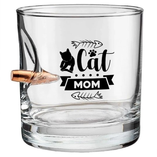 Best Cat Mom Bullet Whiskey Glasses