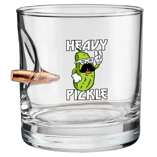 Heavy Pickle Metal Fan Metalhead Bullet Whiskey Glasses