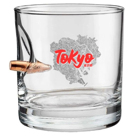 Tokyo, Japan City Map Bullet Whiskey Glasses