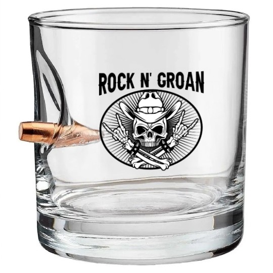 Halloween Cowboy Skeleton Rocker Hand Rock Bullet Whiskey Glasses