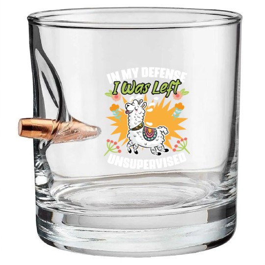 In My Defense I Was Left Unsupervised Funny Floral Bullet Whiskey Glasses