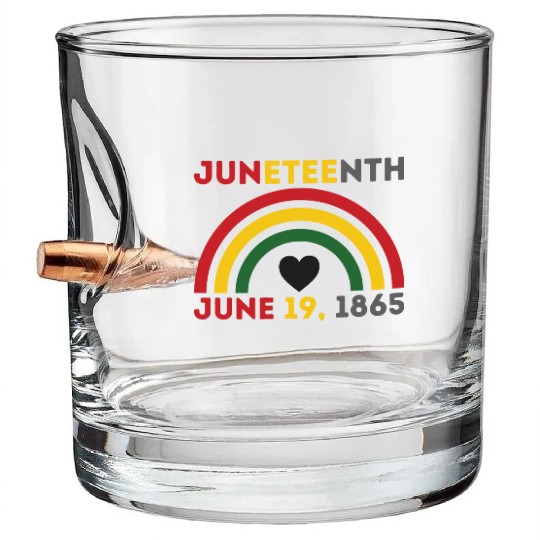 JUNETEENTH June 19th Black African American Day Bullet Whiskey Glasses