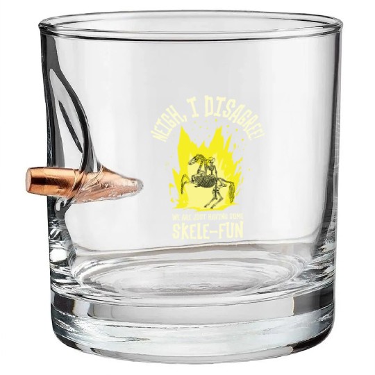 Halloween Cowboy Skeleton Fun Horse Riding Bullet Whiskey Glasses