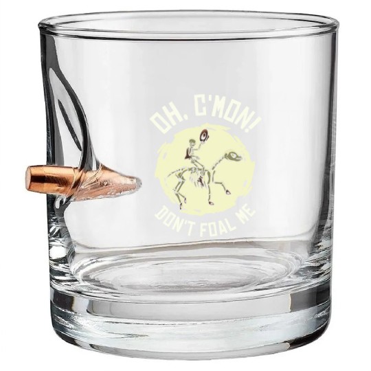 Halloween Cowboy Skeleton Foal Horse Riding Bullet Whiskey Glasses