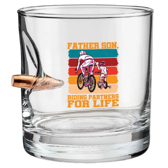 Father Son, Riding Partners For Life Bullet Whiskey Glasses