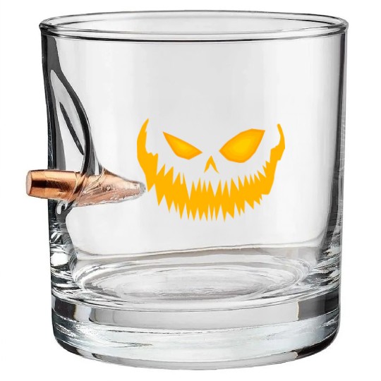 Jack O Lantern Spooky Pumpkin Face Halloween Bullet Whiskey Glasses