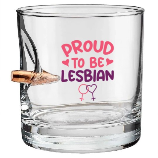 Proud To Be Lesbian LGBTQ Bisexual Pride Flag Bullet Whiskey Glasses