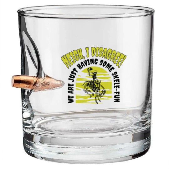 Halloween Cowboy Skeleton Fun Horse Riding Bullet Whiskey Glasses