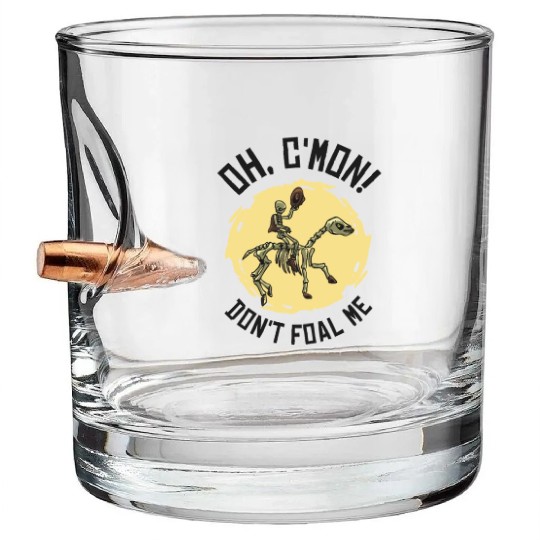 Halloween Cowboy Skeleton Foal Horse Riding Bullet Whiskey Glasses