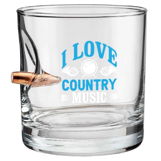 I love Country Music Bullet Whiskey Glasses