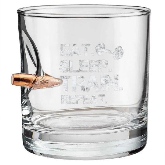 Eat. sleep. train. repeat. bodybuilding-design Bullet Whiskey Glasses