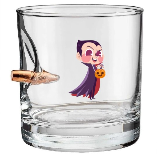 Halloween Trick or Treat with Cartoon Character Bullet Whiskey Glasses