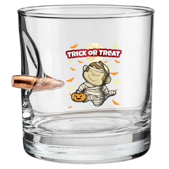Trick Or Treat Scary Creepy Halloween Monster Bullet Whiskey Glasses