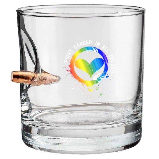 Cancer Sucks In Every Color Fighter Fight Support Bullet Whiskey Glasses