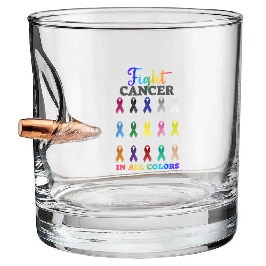 Cancer Sucks In Every Color Fighter Fight Support Bullet Whiskey Glasses
