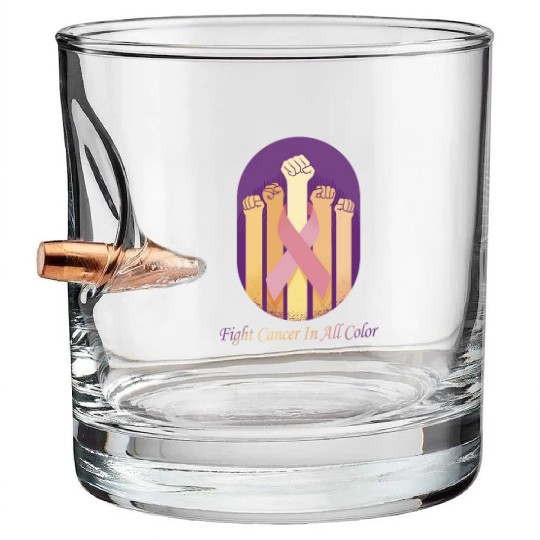 Cancer Sucks In Every Color Fighter Fight Support Bullet Whiskey Glasses