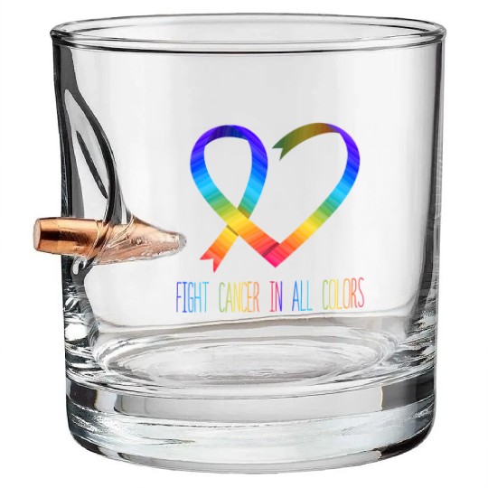 Cancer Sucks In Every Color Fighter Fight Support Bullet Whiskey Glasses