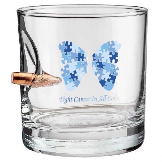 Cancer Sucks In Every Color Fighter Fight Support Bullet Whiskey Glasses