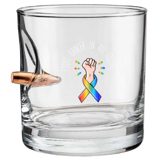 Cancer Sucks In Every Color Fighter Fight Support Bullet Whiskey Glasses