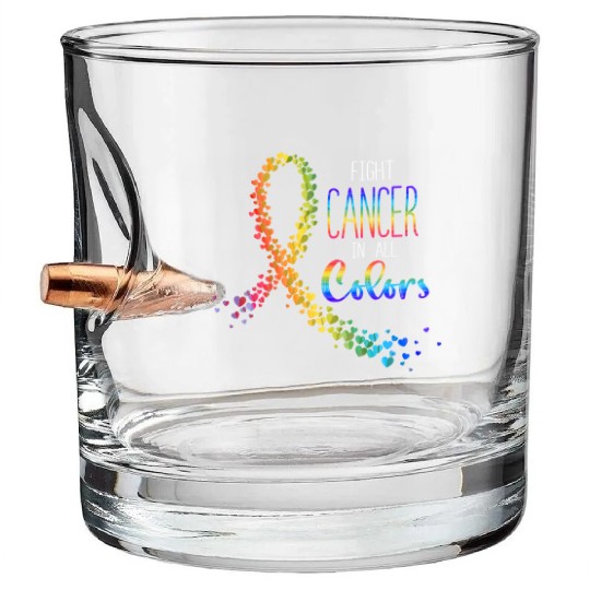 Cancer Sucks In Every Color Fighter Fight Support Bullet Whiskey Glasses