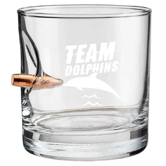 Team Dolphins Cute Dolphin Girls Lover Bullet Whiskey Glasses