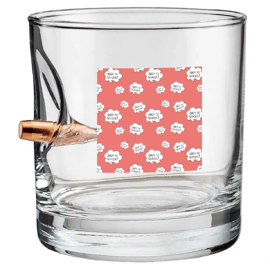 BACK TO SCHOOL SEAMLESS PATTERN Bullet Whiskey Glasses