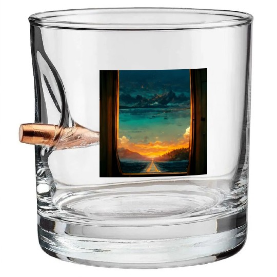 Paradise island painting Bullet Whiskey Glasses