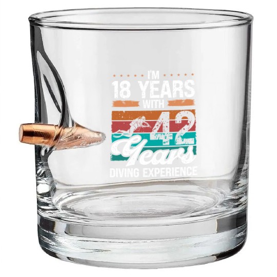60 Birthday Idea Scuba Diving 60 Year Old Diver Bullet Whiskey Glasses
