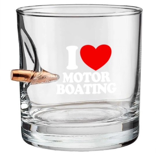 I Love Motor Boating Boat Owner Love Motor Boating Bullet Whiskey Glasses