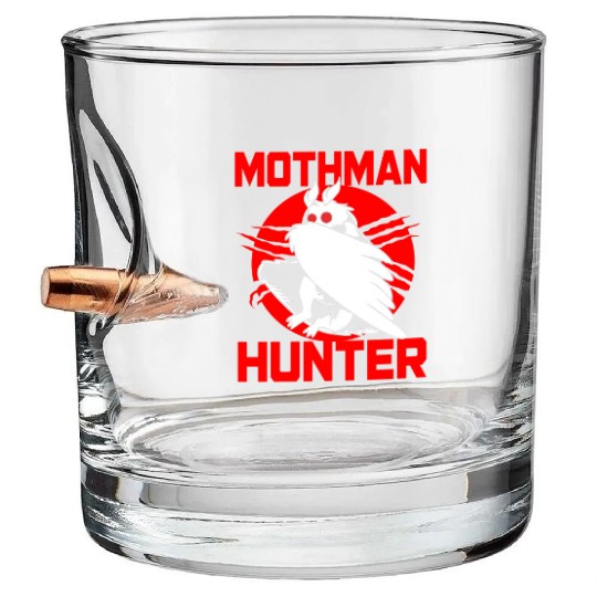 Cryptozoologist Cryptid Folklore Funny Mothman Bullet Whiskey Glasses