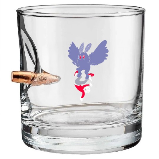 Mothman Abducting Human Goth Cryptid Funny Mothman Bullet Whiskey Glasses