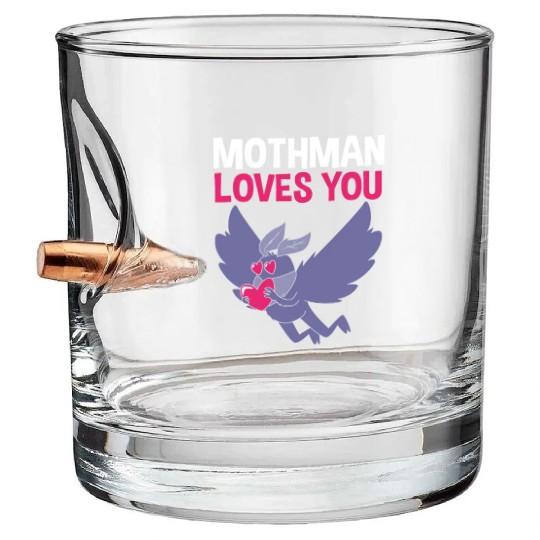 Mothman Loves You Valentines Day Cryptid For Women Bullet Whiskey Glasses