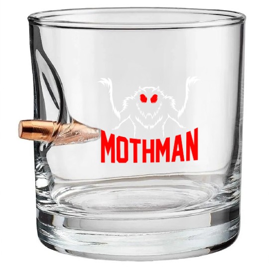 Folklore Monsters Cryptid Goth Mothman Bullet Whiskey Glasses