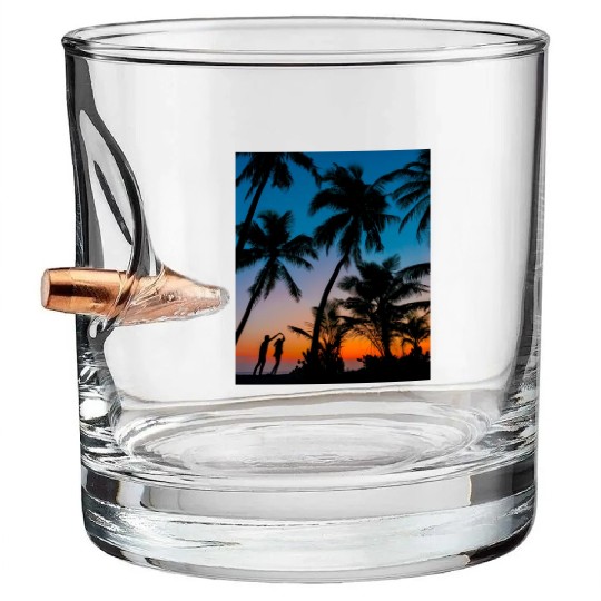 SWEETNESS OF DANCE -SUNSET IMAGE. Bullet Whiskey Glasses