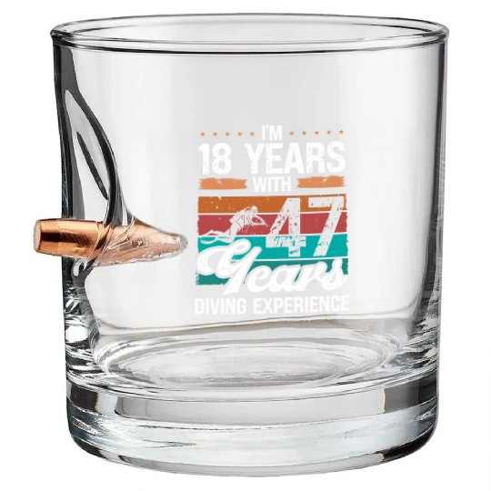 65 Birthday Idea Scuba Diving 65 Year Old Diver Bullet Whiskey Glasses