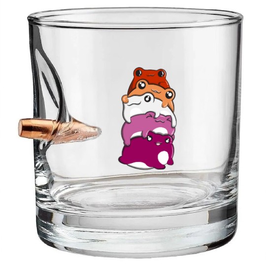 Lesbian Gay Pride Frog Pile Lesbian Gay Gay Flag Bullet Whiskey Glasses