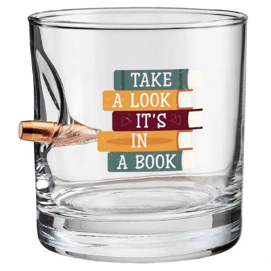 Take A Look It's A Book Retro Rainbow Reading Bullet Whiskey Glasses