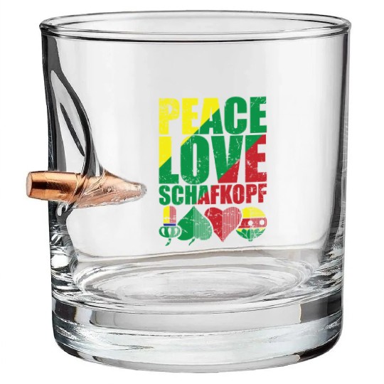 Peace Love Sheepshead Card Game Playing Card Bullet Whiskey Glasses